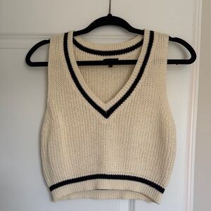 Debut Cream and Black Knit Crop Top